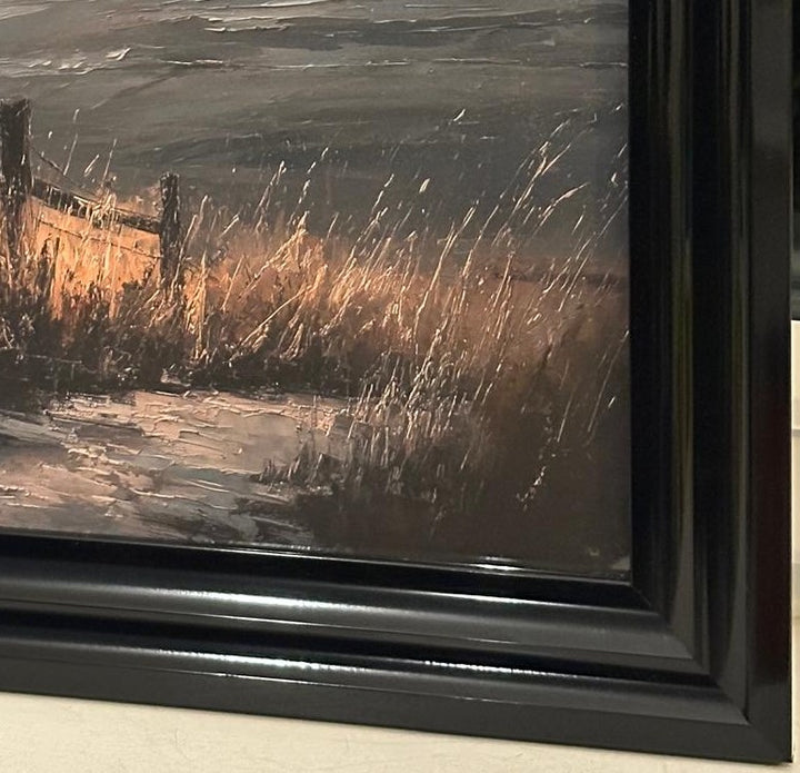 Robin Bird & Pathway Wall Art Black Step Frame Painting Effect Picture