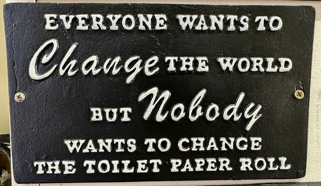 Quirky Funny Square Toilet Décor or Gift Cast Iron Wall Sign Humorous