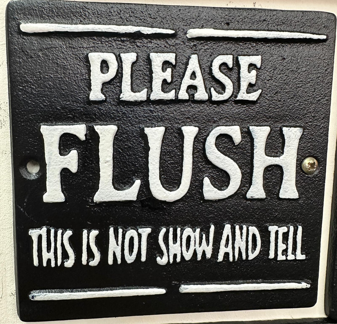 Quirky Funny Square Toilet Décor or Gift Cast Iron Wall Sign Humorous