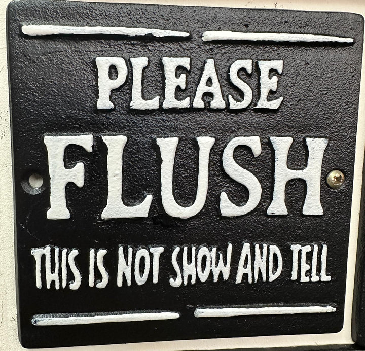 Quirky Funny Square Toilet Décor or Gift Cast Iron Wall Sign Humorous