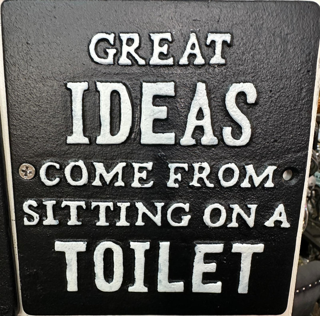Quirky Funny Square Toilet Décor or Gift Cast Iron Wall Sign Humorous