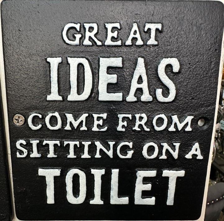 Quirky Funny Square Toilet Décor or Gift Cast Iron Wall Sign Humorous
