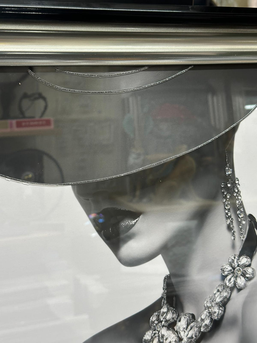 Stunning Lady with Red Lips in Hat holding Ice Cream – Black & Silver Two-Tone Frame with Liquid Art Resin