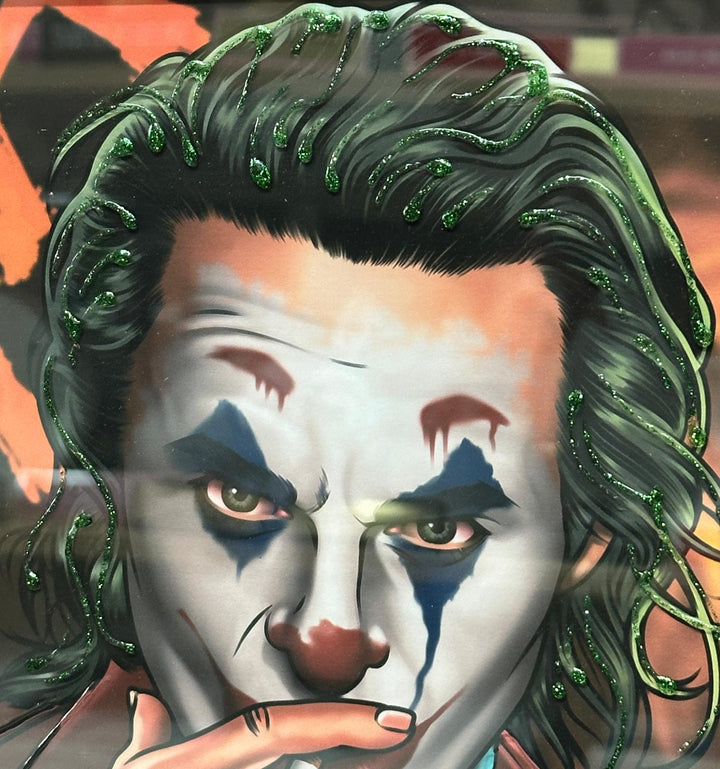 Joker Character Liquid Art Resin Wall Art with Black Frame | Modern Framed Canvas Decor