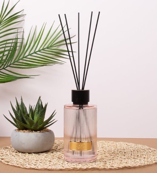 500ml Luxury Reed Diffusers in Ribbed Glass Bottle with Black Lid & Fragrance Reeds