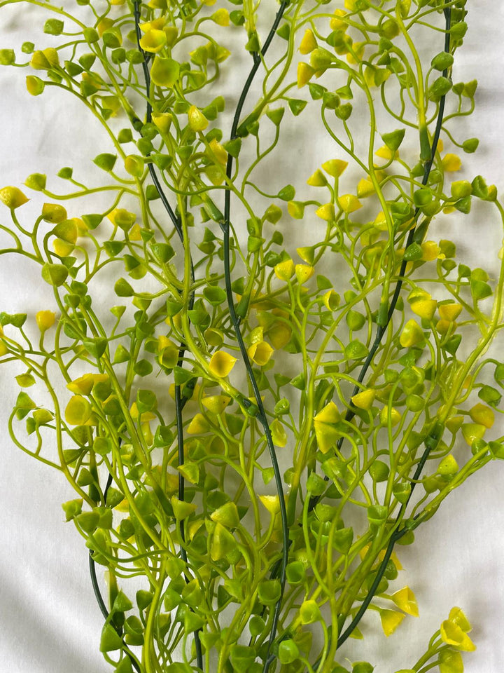 Green & White / Green & Yellow Flower Artificial Hanging Stem with Green Leaves Decor