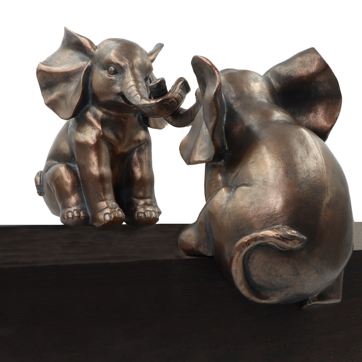 Playing Elephants Sculpture Bronze Effect Polyresin Animal Ornament