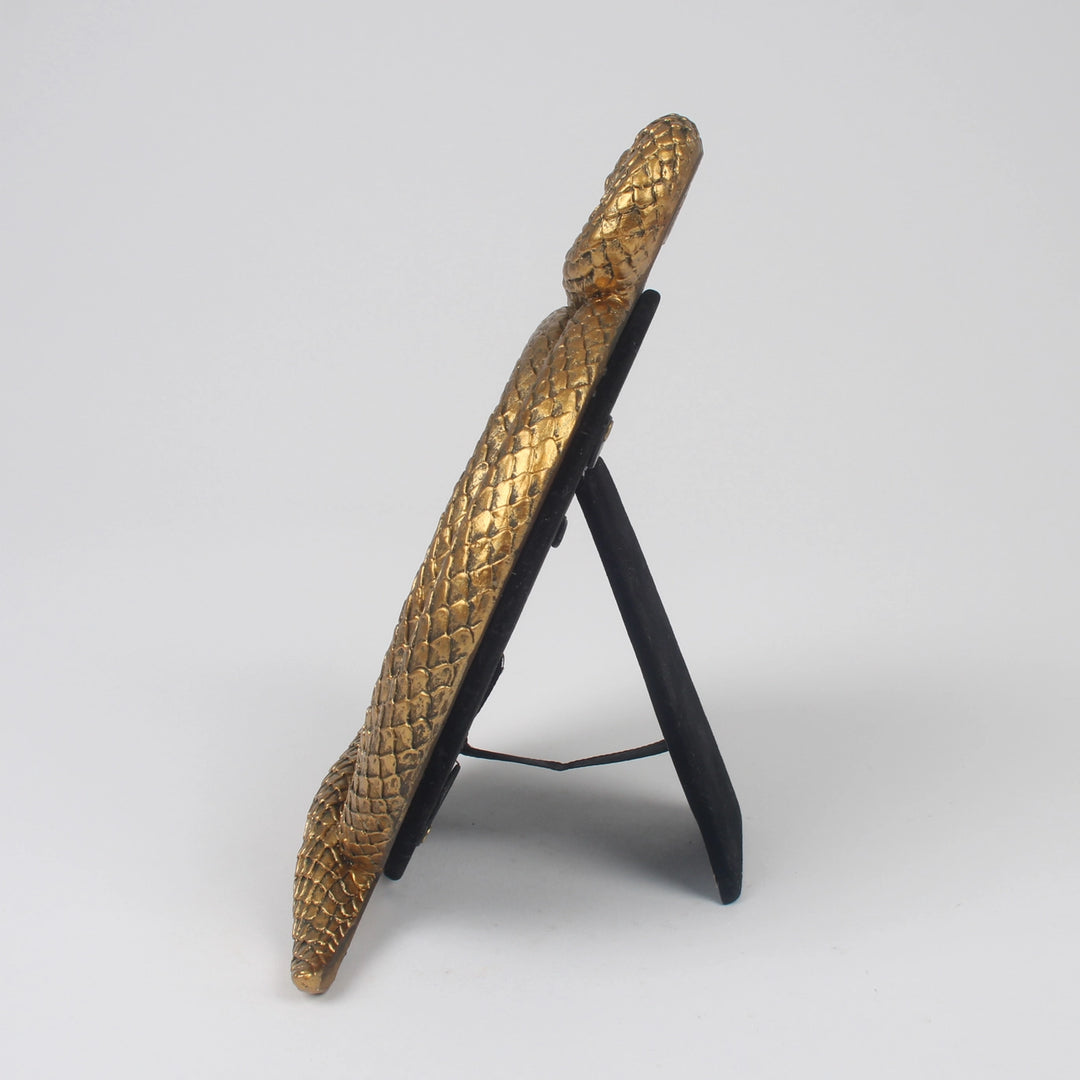 Gold Snake Photo Frame – Coiled Serpent Resin Picture Holder