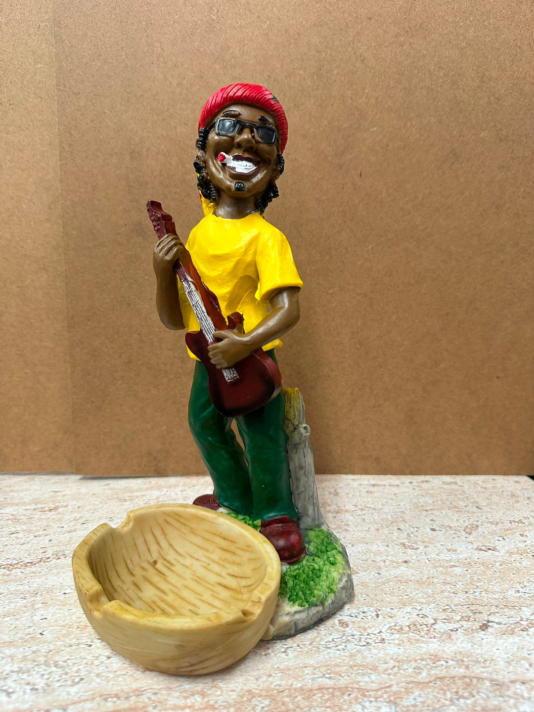 Rasta Man with Basket Ornament | Hand-Painted Resin Caribbean Home Décor Figurine