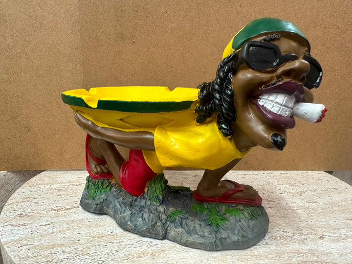 Rasta Man with Basket Ornament | Hand-Painted Resin Caribbean Home Décor Figurine