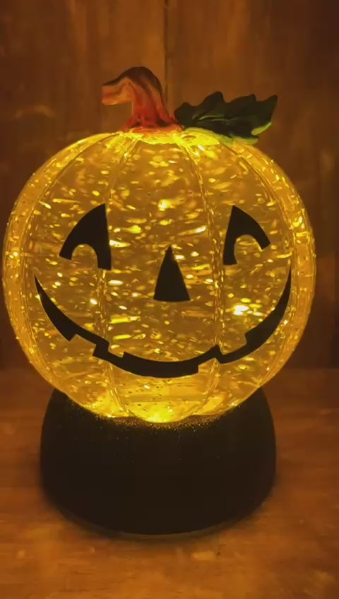 Halloween Glitter & motion Spinner Smiling Pumpkin Head Light-Up Decoration