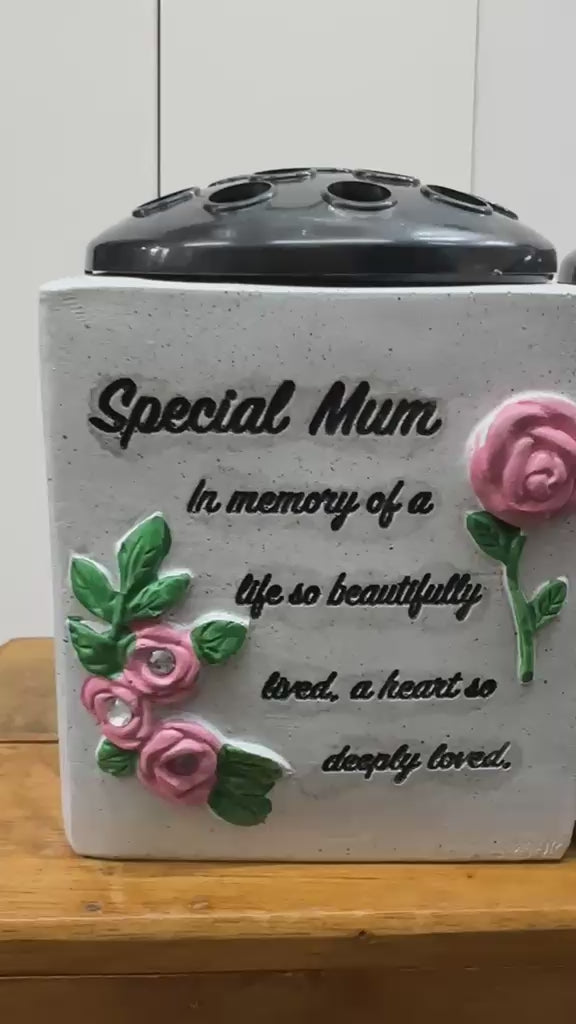 Graveside Memorial Flower Vase Pot – Memory Tribute Ornament for Headstone Remembrance