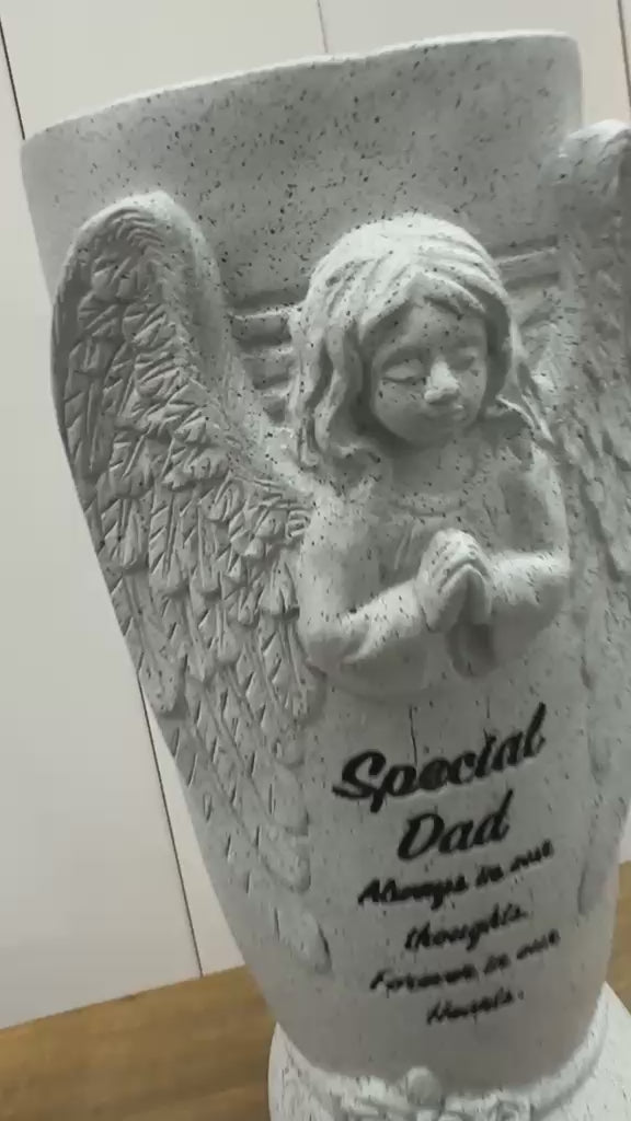 Eternal Memorial Angel Flower Vase with Stakes – In Loving Memory, Sadly Missed Tribute for Mum or Dad