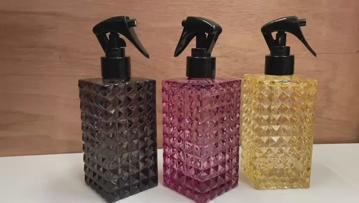 250ML-Crystal cut glass room spray bottles-POMEGRANATE NOIR, Oud & Bergamot, Cashmere & silk, Lime Basil & Mandarind