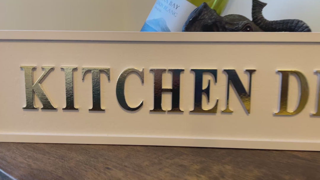 Kitchen Disco Wooden Sign white & gold 3D letters Plaque