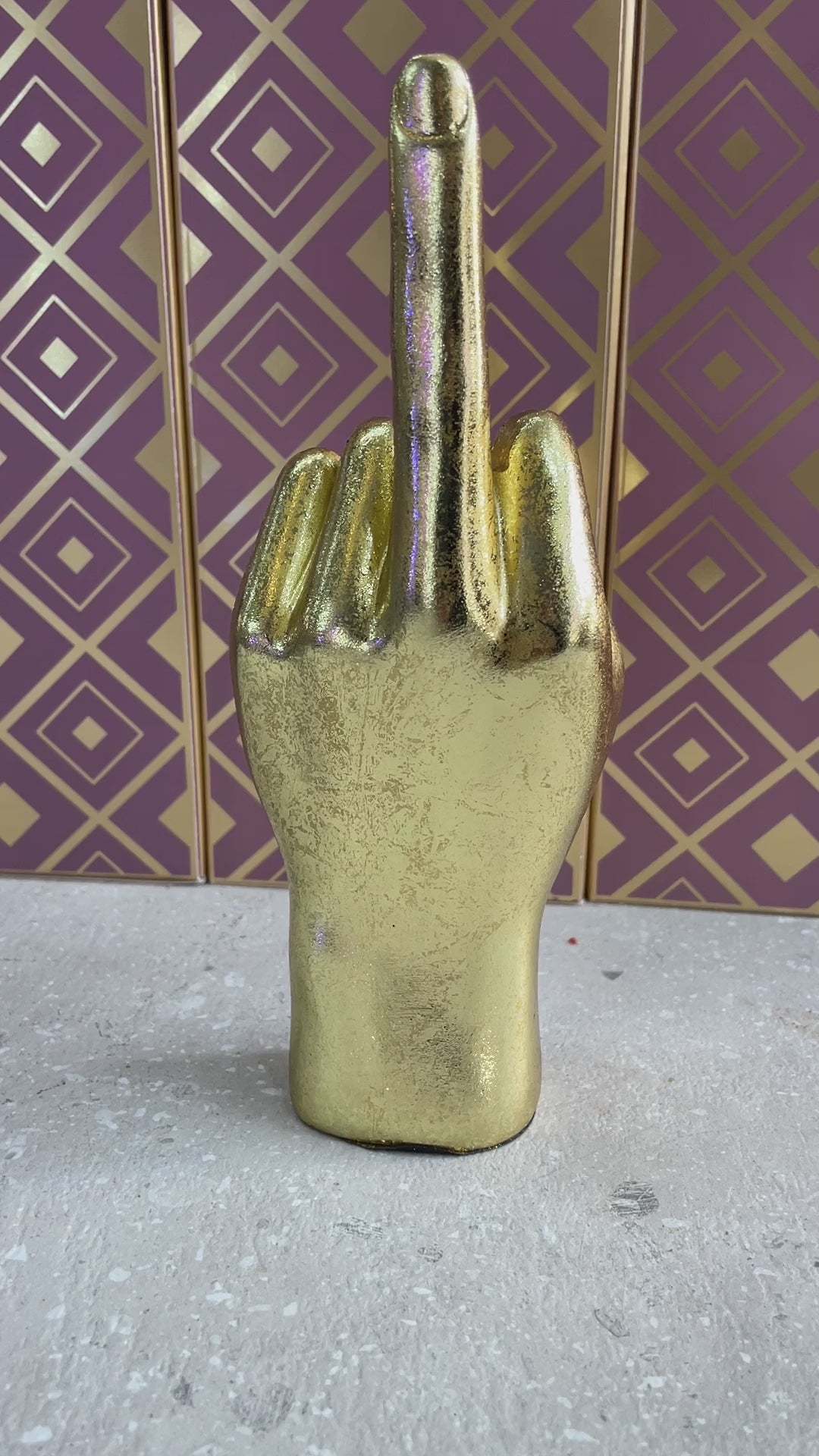 Middle finger hand eclectic decor antique gold ornament