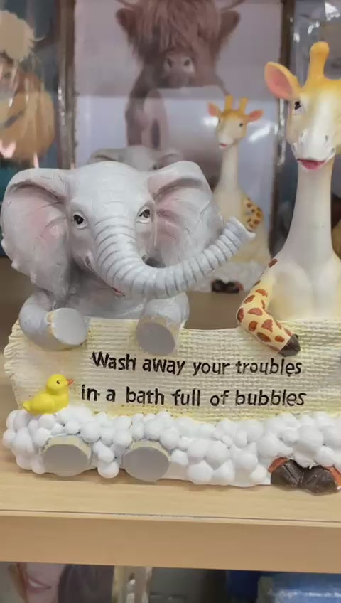 Giraffe & Elephant-Bath time Buddies ornament bubble bath decor