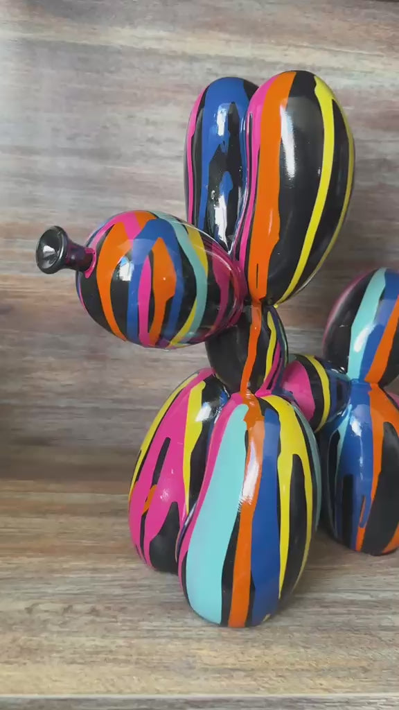 Multicolour Drip Art Balloon Dog Ornament – Modern Resin Pop Art Home Decor Sculpture