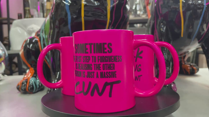 Neon pink novelty funny, cheeky, rude sometimes C**NT ceramic handmade