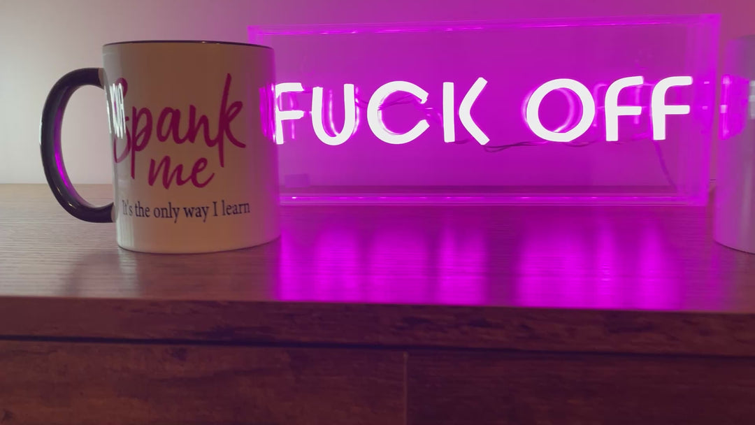 White, pink & black SPANK ME ceramic handmade mug