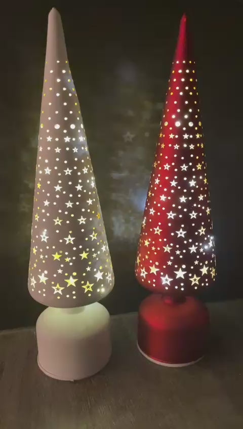 40cm LED Rotating Tree Star Red & White Christmas Festive Decoration