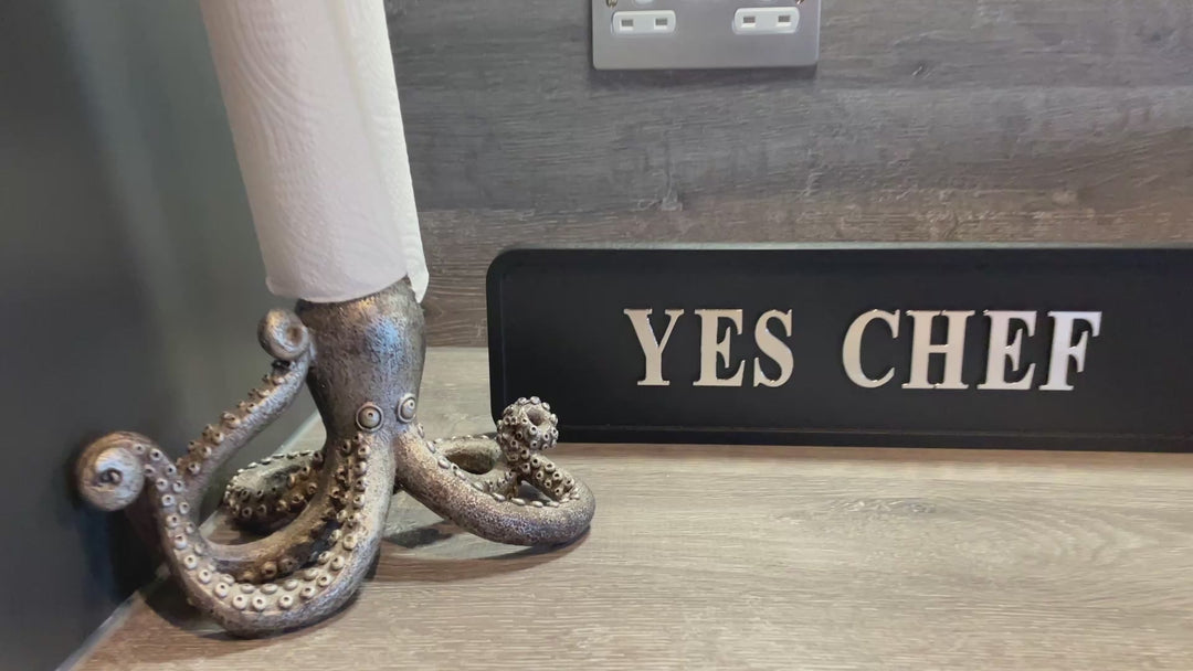 YES CHEF Wooden Sign Black & Silver Plaque