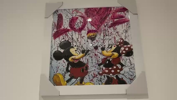 White Framed Mickey and Minnie Mouse Love Wall Art Disney Couple Romantic Home Décor