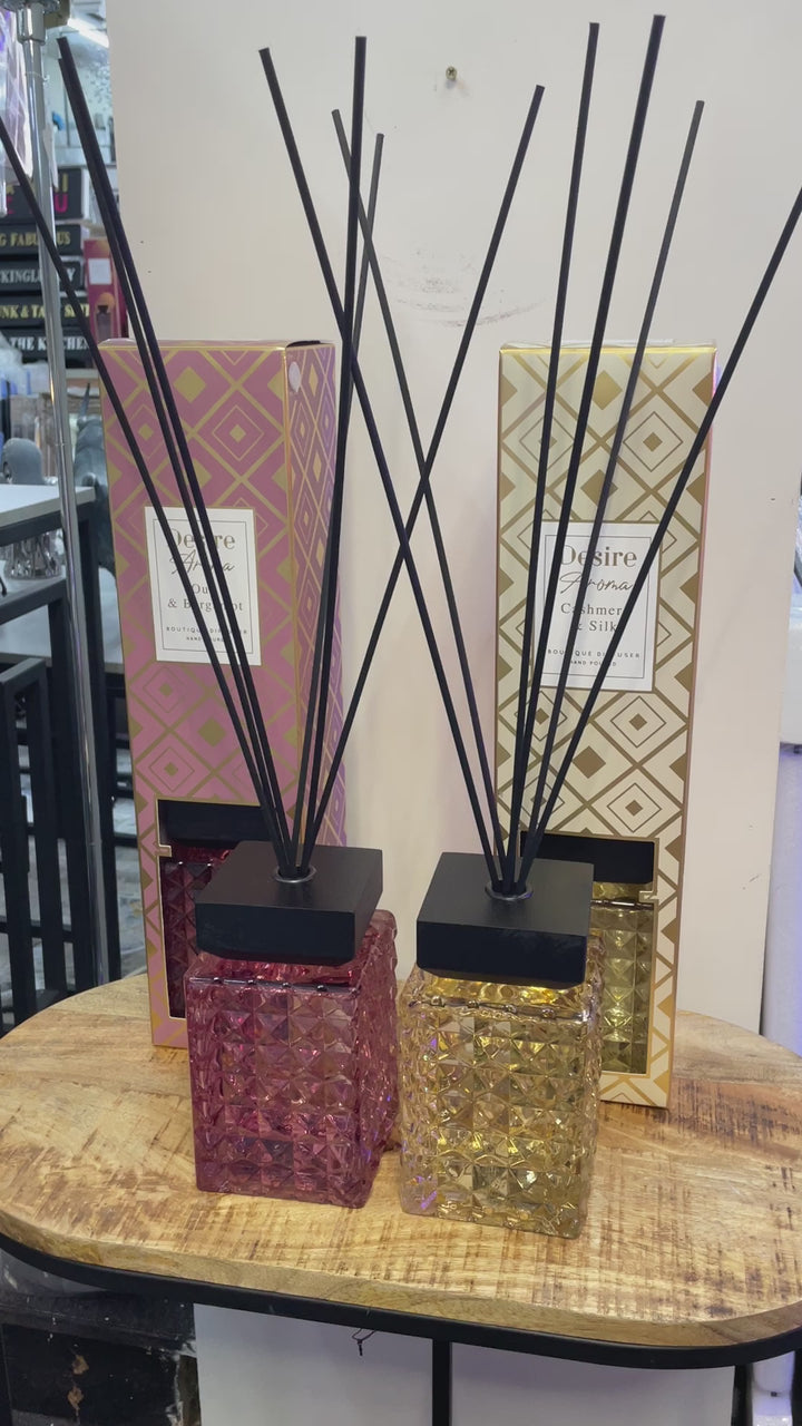 Reed Diffusers 1L Oud & Bergamot Luxury Crystal Glass Bottle Home Air Freshener