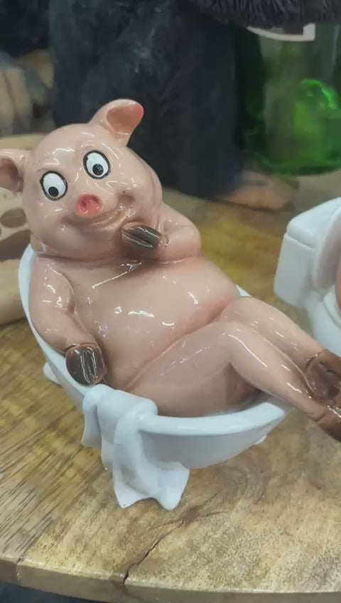 Hippopotamus in tub, on the toilet mobile phone ornament quirky toilet bathroom
