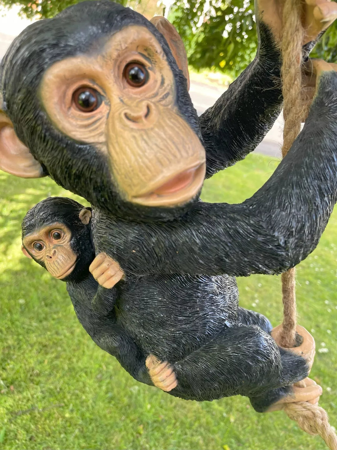 Climbing Monkey with Baby Hanging on Tree Decorative Ornament Jungle animal Garden