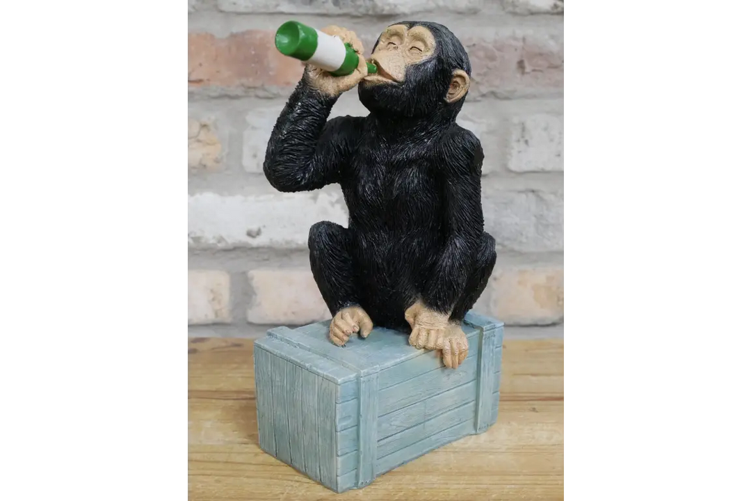Drunken Monkey black resin decorative funny ornament