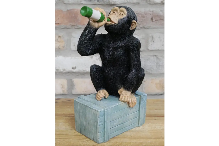 Drunken Monkey black resin decorative funny ornament