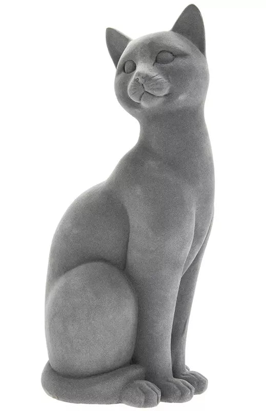 Grey Velvet sitting cat  decorative ornaments