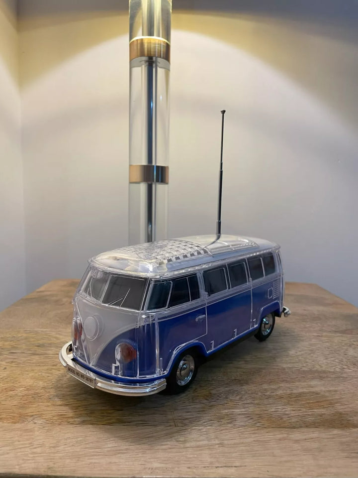 Retro BLUE VW Camper Van Bluetooth Speaker with Light-Up Feature