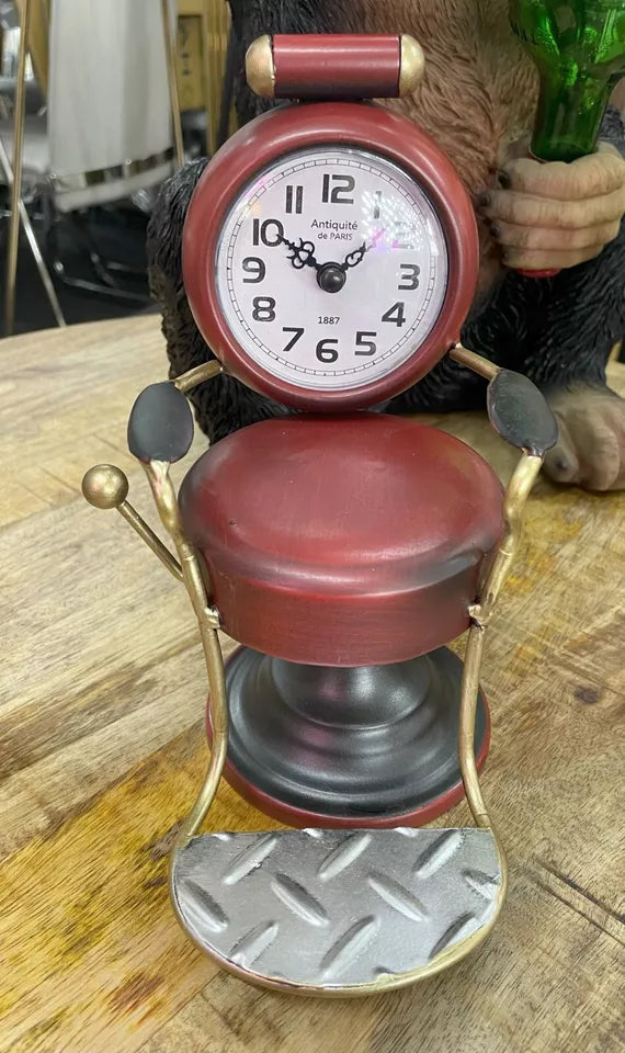 Red barbers chair clock decorative ornamental table clock-battery powered