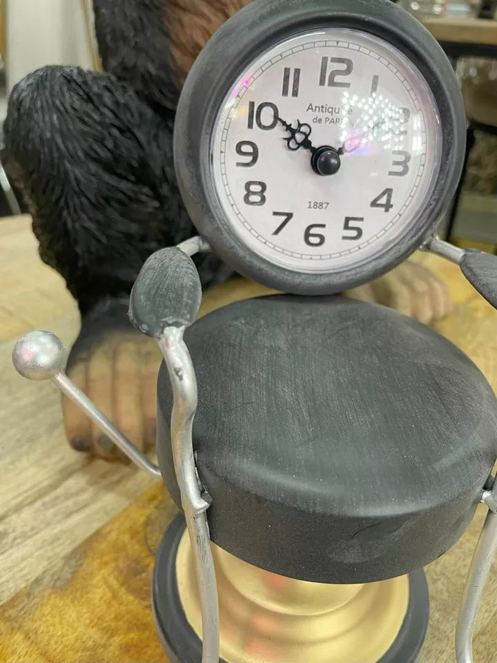 black barbers chair clock decorative ornamental table clock-battery powered